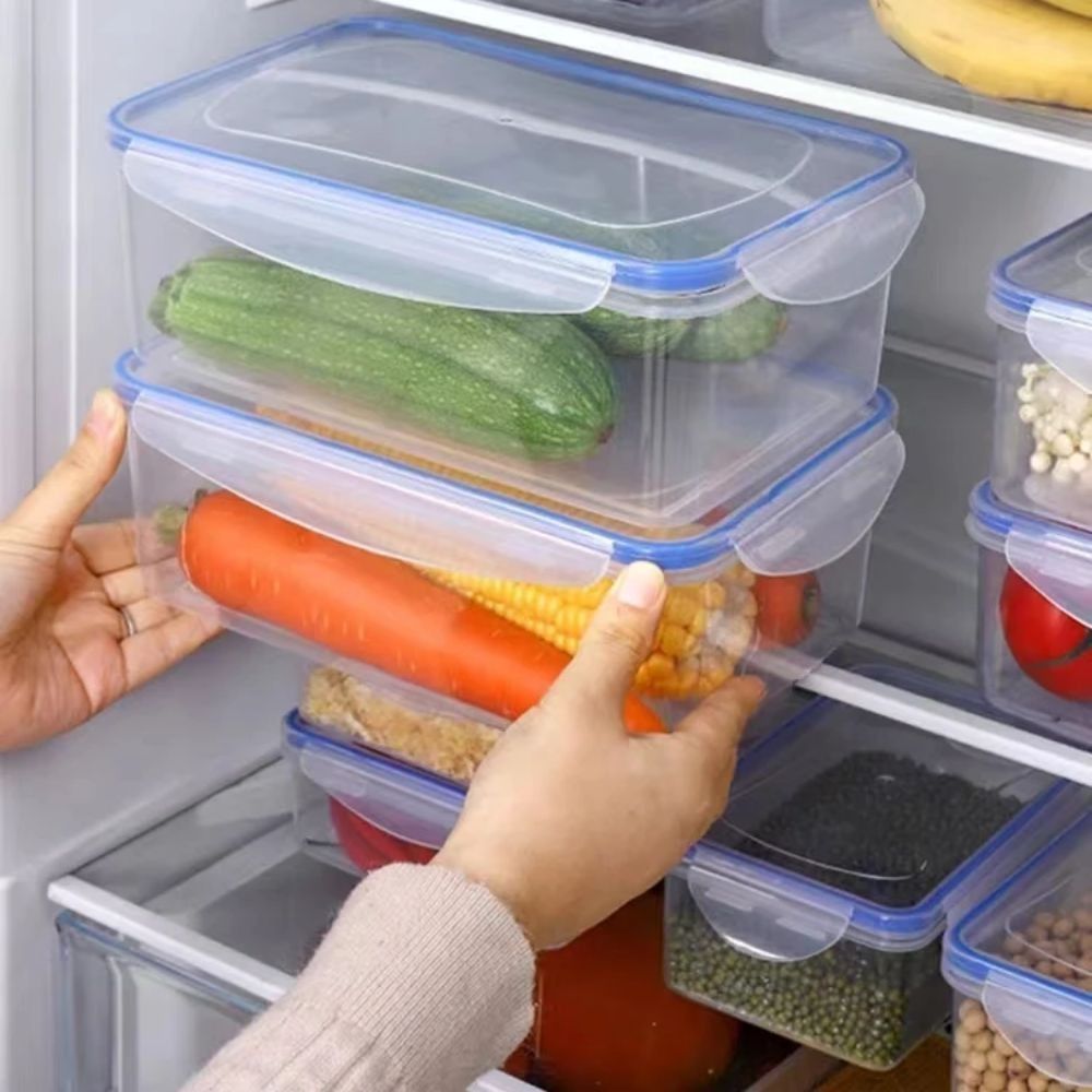 Food Storage Oven Safe - 食品容器 積み重ね可能な電子レンジ加熱弁当箱 密閉された長方形の冷蔵庫収納ボックス 蓋付き 透明クリスパー