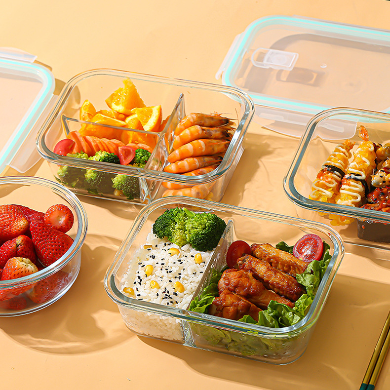 Food Storage Oven Safe - 耐熱ガラス製食品保存容器。高ホウケイ酸ガラス製で、電子レンジや冷蔵庫での使用に最適。密閉性の高い弁当箱として、食品の鮮度を保ちます。