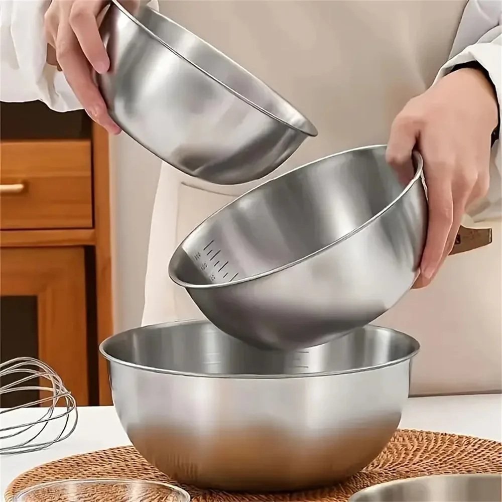 Food Storage Meals - 2026年製、ステンレス製ミキシングボウルセット。目盛り付きで、調理や製菓に使える大容量の食品保存容器。家庭用キッチンに最適な必需品。