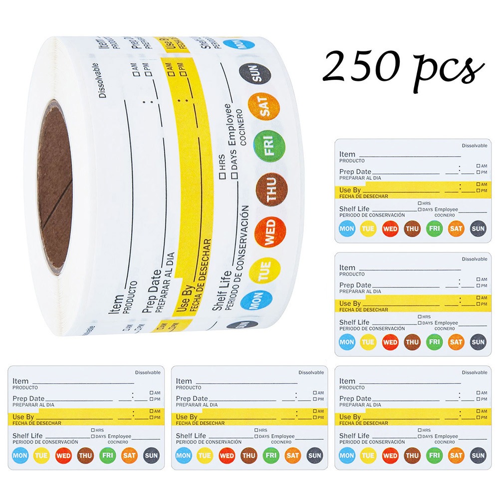 Food Storage Labels - 250/300個入り 食品の賞味期限ラベル 多機能 防水 食品用日付ラベル 自己粘着式