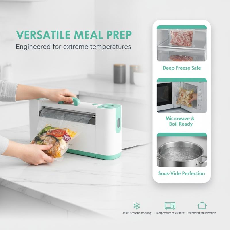 Food Storage Bag - 100枚入り、BPAフリーの真空パック用食品袋。再利用可能で、漏れ防止機能があり、旅行や食事の準備、肉や果物の保存に最適。