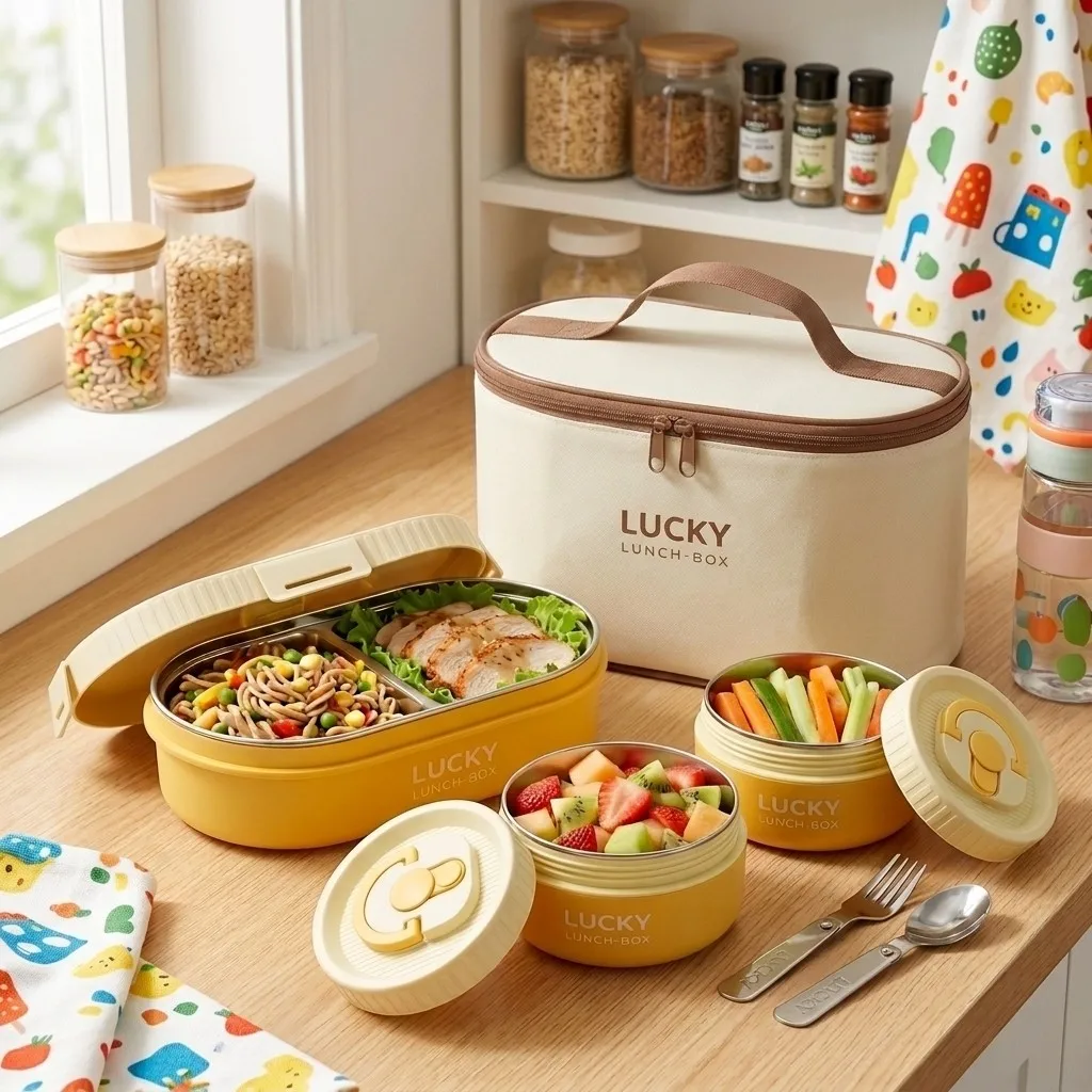 304ステンレス製、子供から大人まで使える、漏れ防止機能付き - Food Storage With Dividers のレビューと価格
