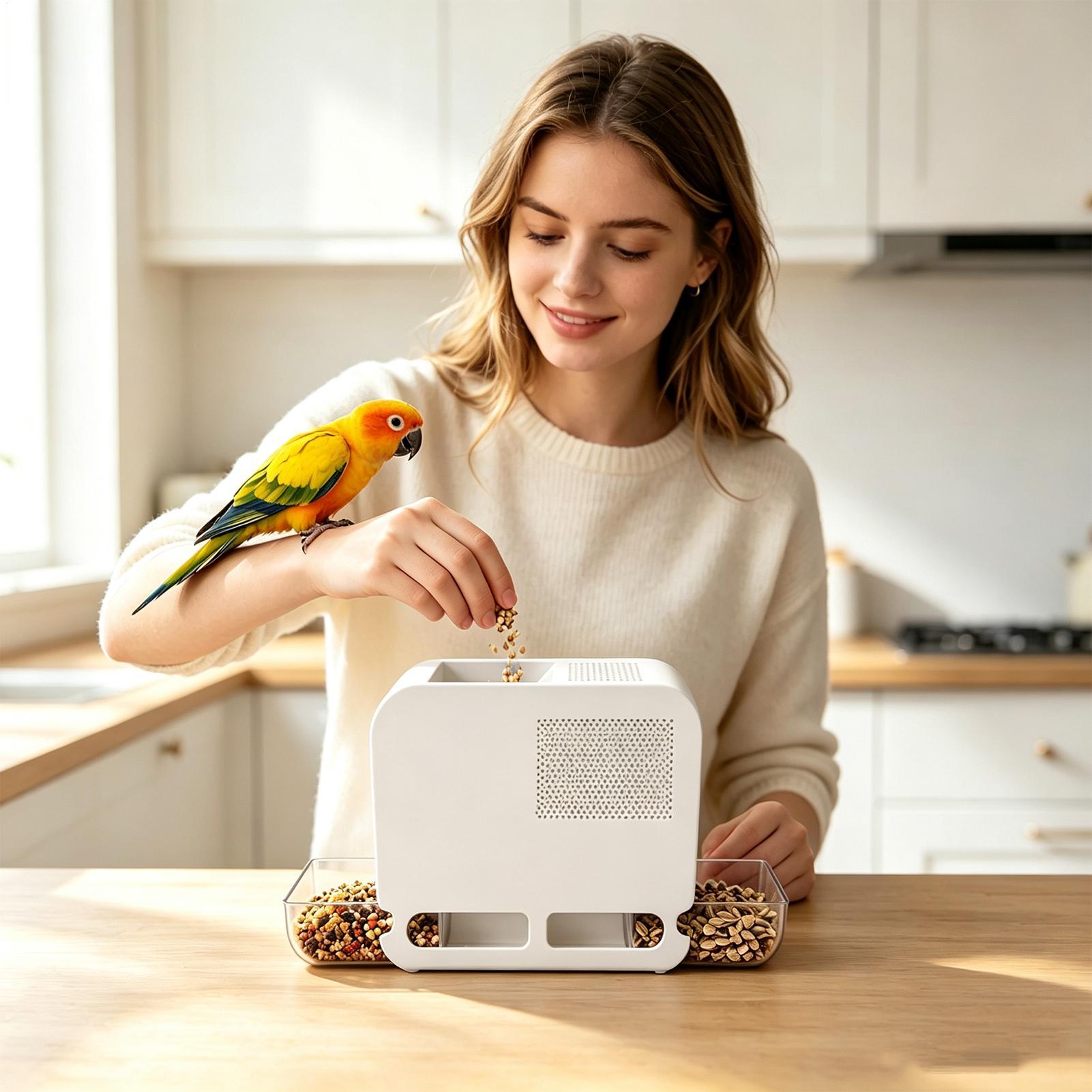 電動式鳥用餌殻吹き飛ばし機。効率的で、速度調整が可能。鳥用餌 - Food Storage With Dividers のレビューと価格