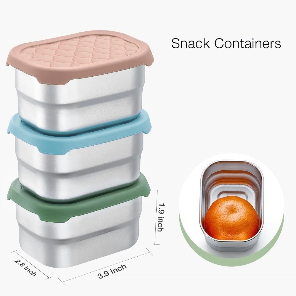 新しいステンレス製食品保存容器、積み重ね可能なシリコン蓋付き - Food Storage Oven Safe のレビューと価格