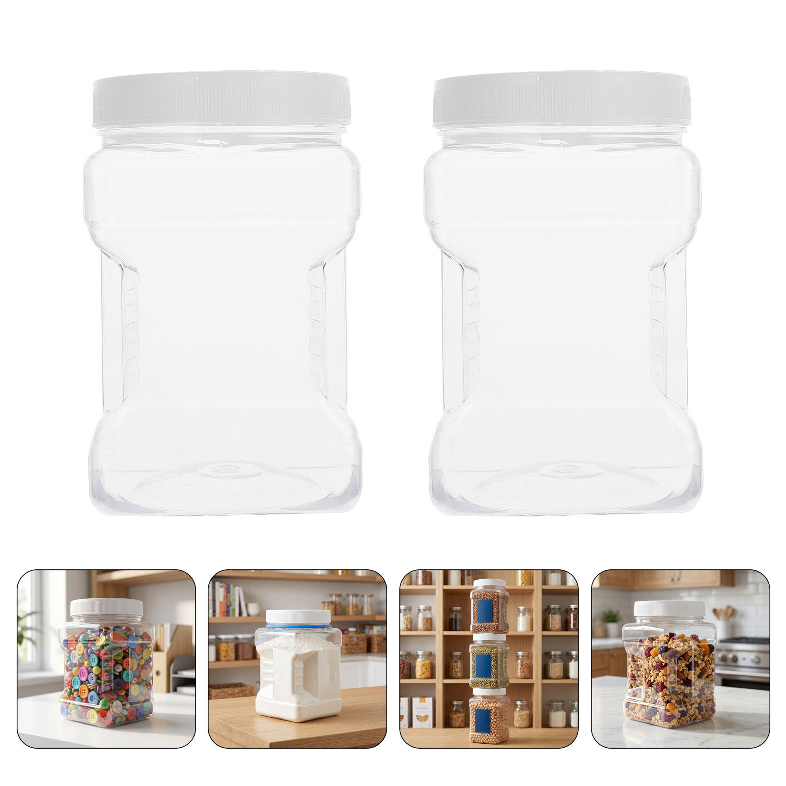 透明な収納容器6個セット。四角い形状で、密閉性が高く、口が広 - Food Storage Containers のレビューと価格