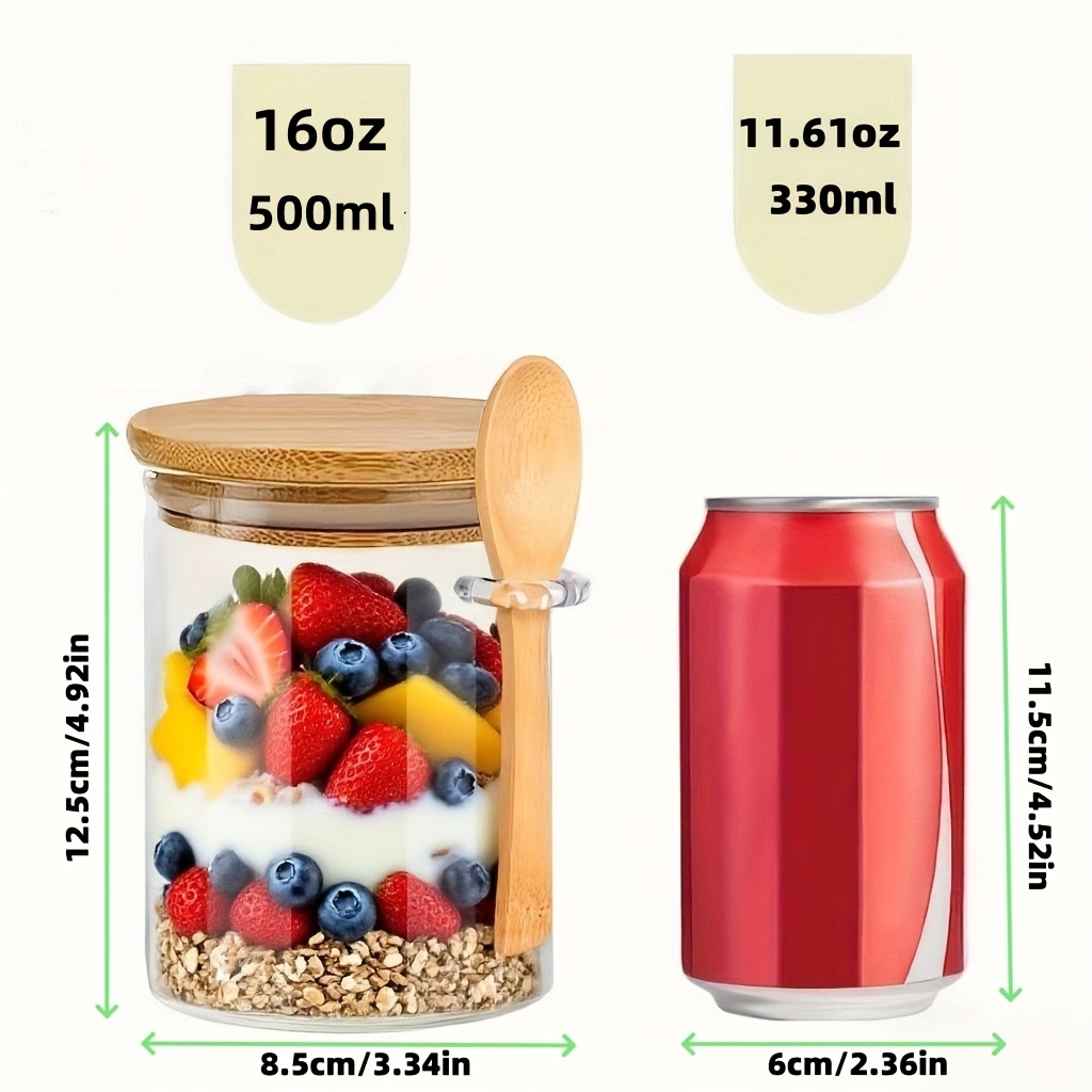 1/2/4/8個入りのオートミール用ガラスカップセット。蓋と - Food Storage Oven Safe のレビューと価格