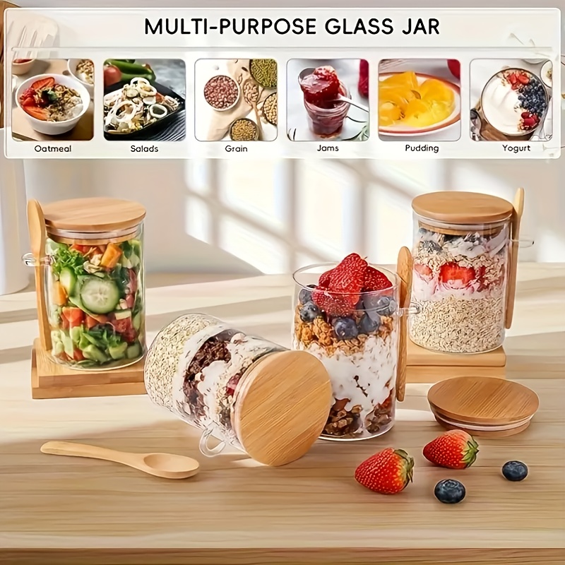 1/2/4/8個入りのオートミール用ガラスカップセット。蓋と - Food Storage Oven Safe のレビューと価格