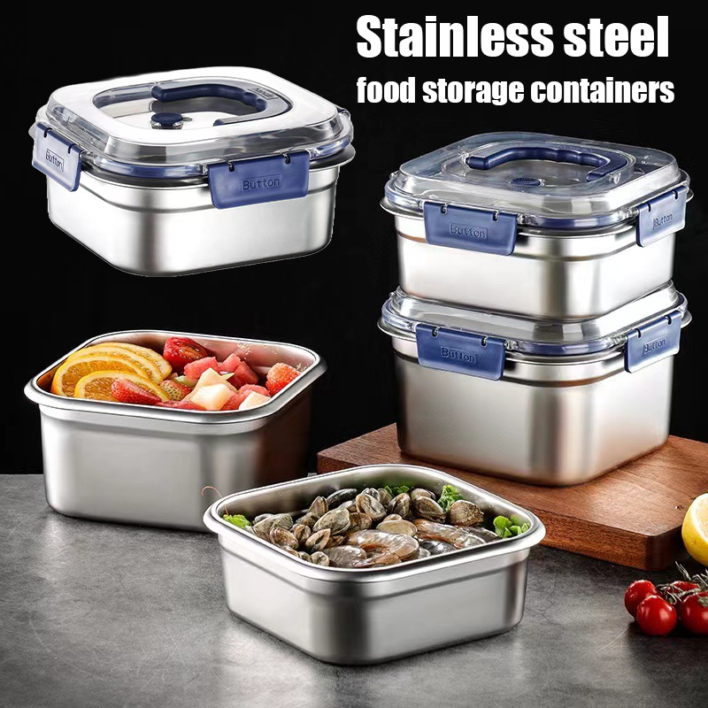 漏れ防止ステンレス製食品保存容器 蓋付き 冷蔵庫 オフィスラ - Food Storage Oven Safe のレビューと価格