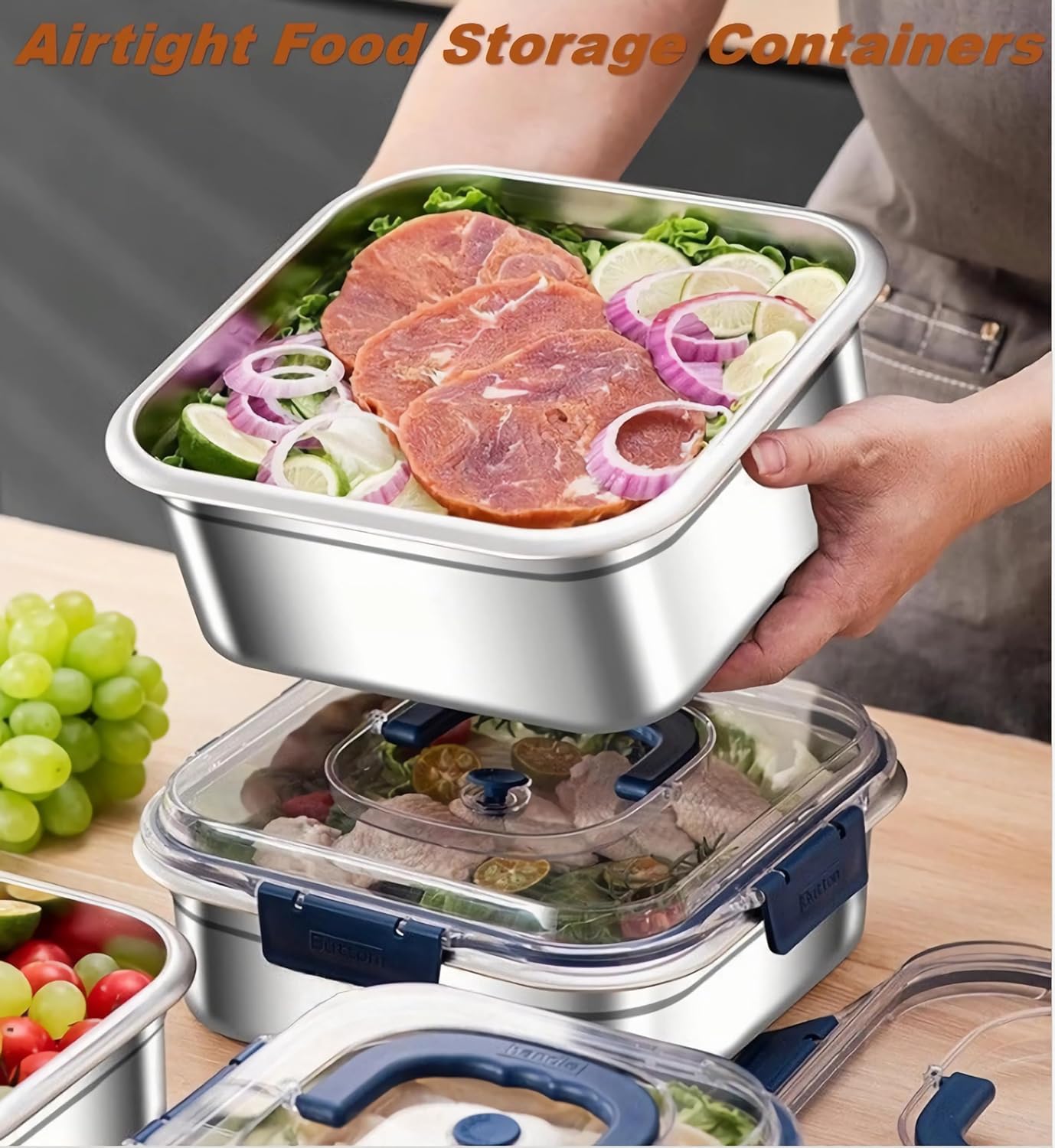 漏れ防止ステンレス製食品保存容器 蓋付き 冷蔵庫 オフィスラ - Food Storage Oven Safe のレビューと価格