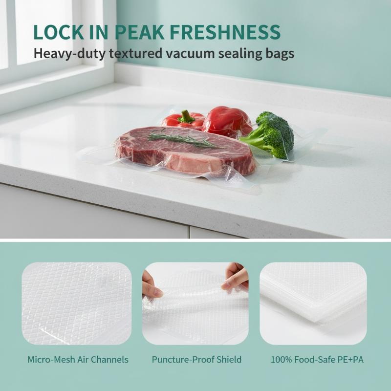 100枚入り、BPAフリーの真空パック用食品袋。再利用可能で - Food Storage Bag のレビューと価格