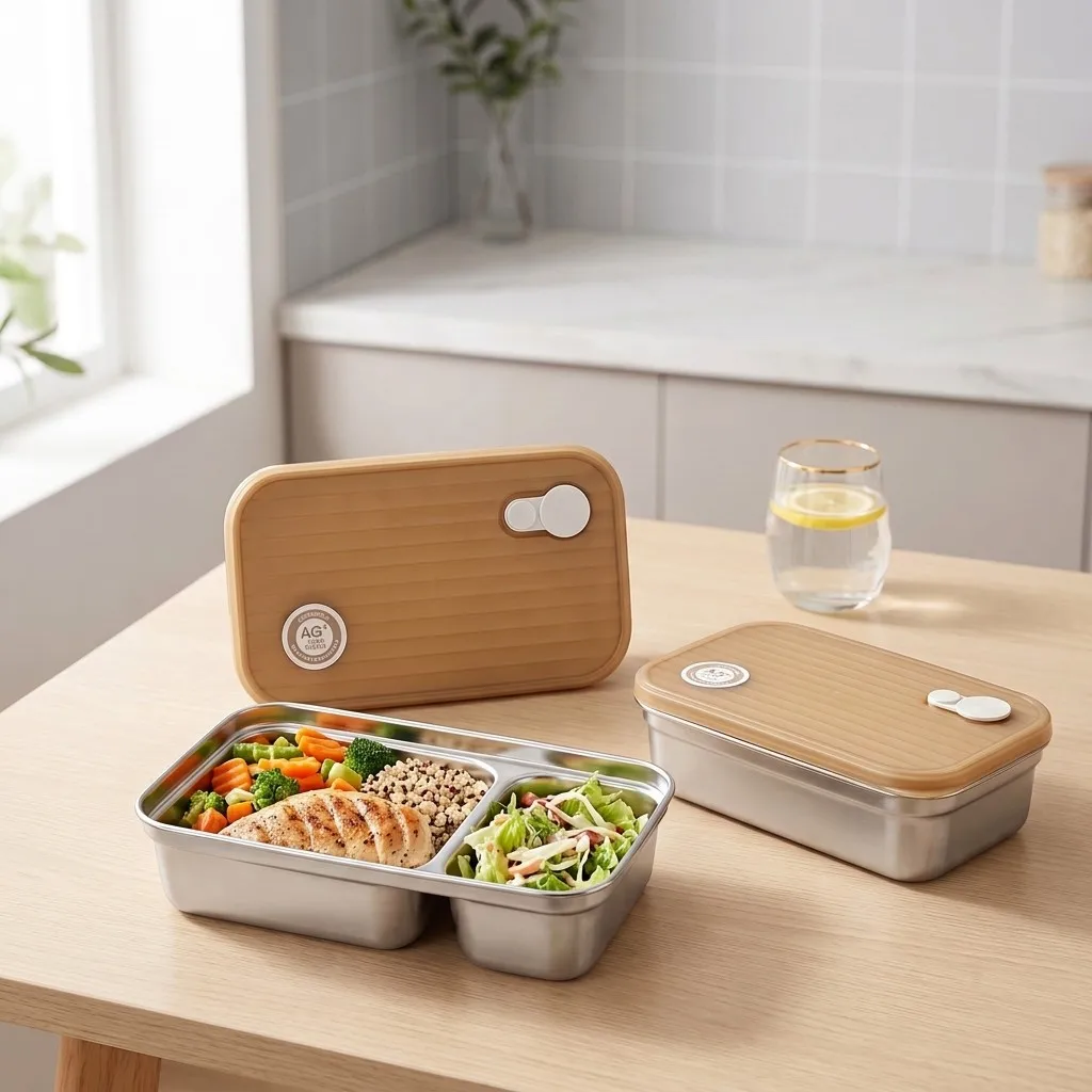 304ステンレス製、仕切り付きの弁当箱。密閉性の高い蓋付きで - Food Storage With Dividers のレビューと価格