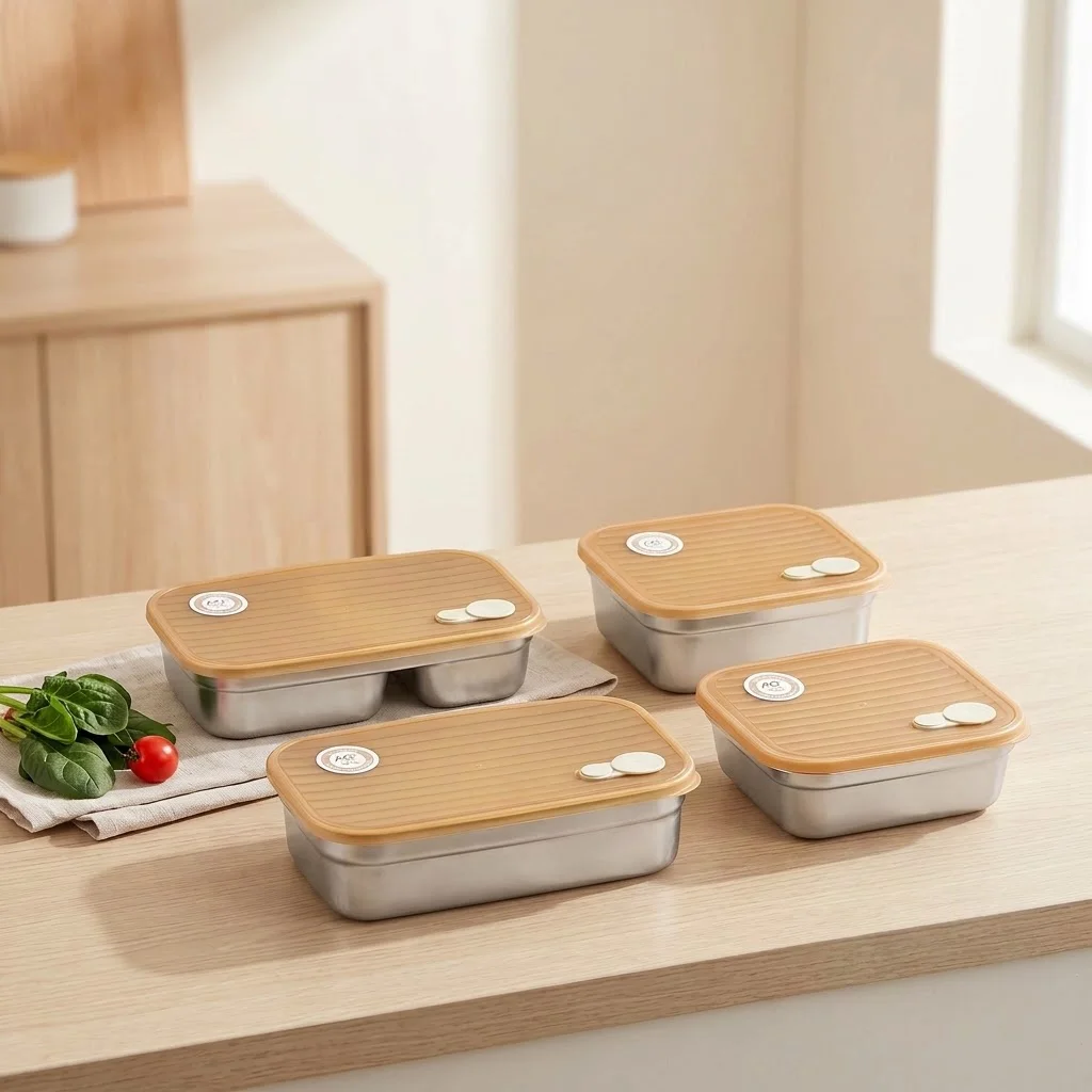 304ステンレス製、仕切り付きの弁当箱。密閉性の高い蓋付きで - Food Storage With Dividers のレビューと価格